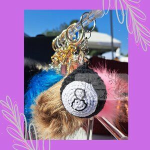 Crochet Billiard 8-ball keychain